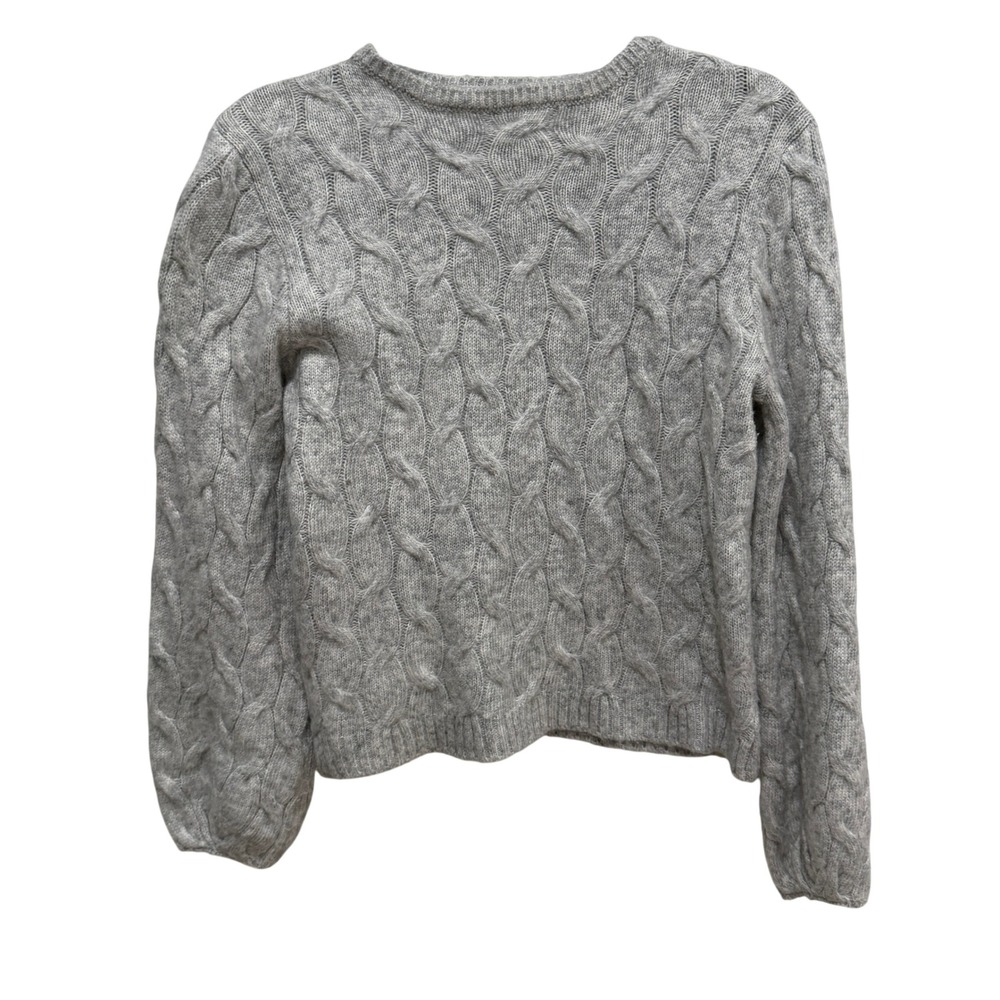 Mango Basics Grey Cable Knit Crew Neck Sweater Womens Small Long Sleeve Ribbed